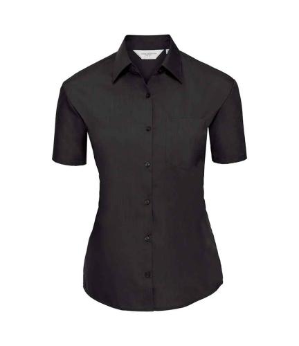 Russell Lds Poplin S/S Shirt - Black - 3XL